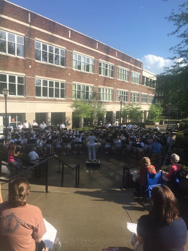 Music_at_MSU's tweet photo. The Pres. Lawn Concert featured the combined Concert & Symph. Bands with Drs. Creasap & Scagnoli!! #MuchMoreMTD https://t.co/GkVC9pgub2
