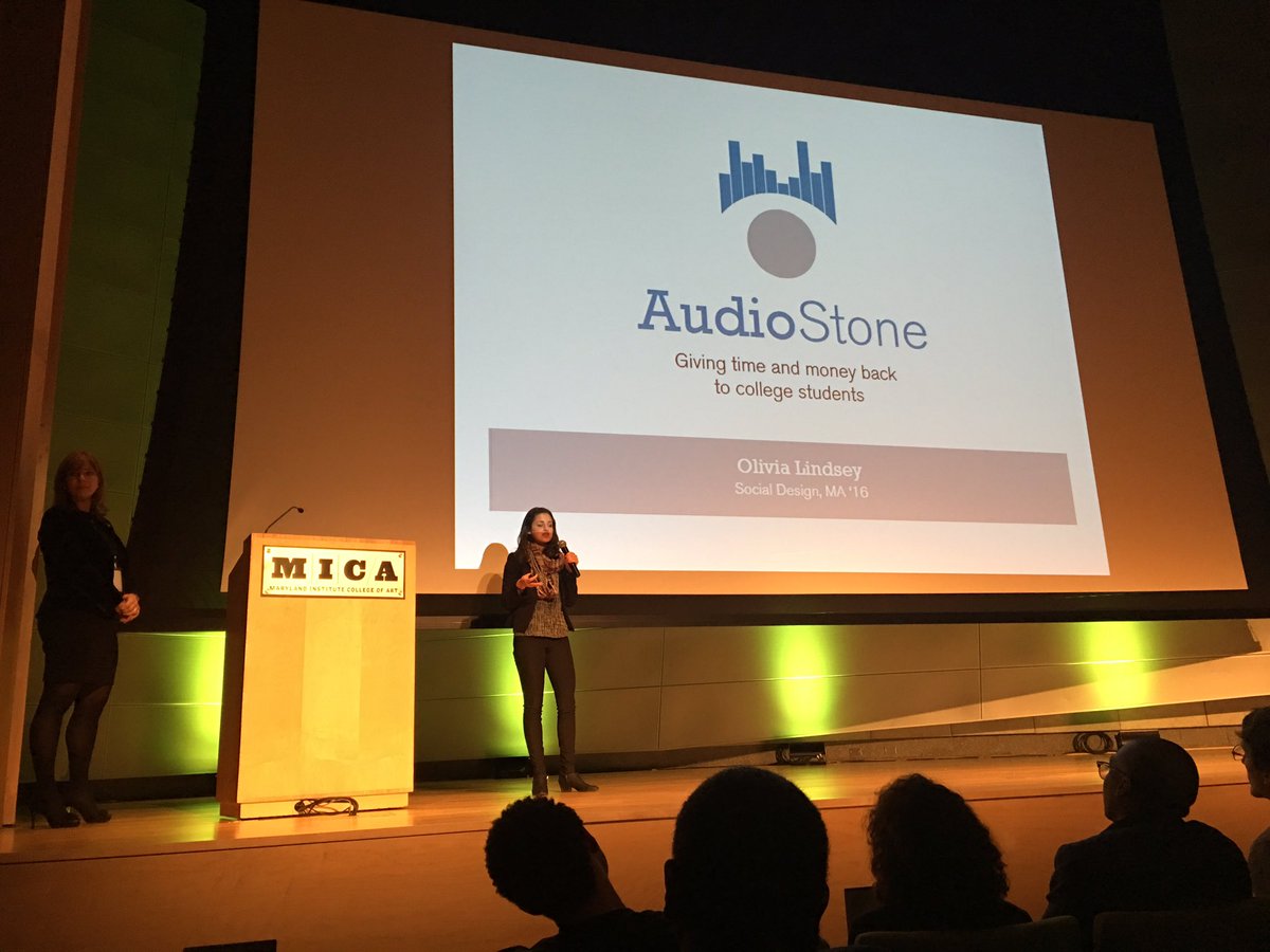 mica's tweet photo. Olivia Lindsey ready to pitch her venture, AudioStone. #UPSTARTMICA2016 https://t.co/PfV5mEFcMy