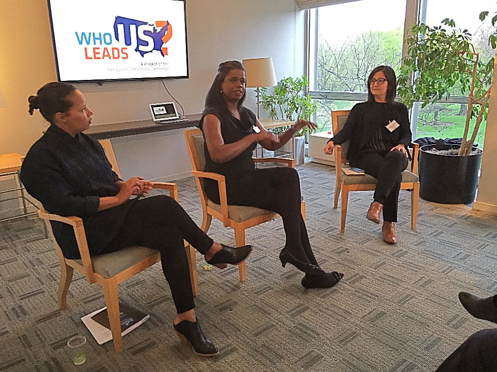 DonnaPHall's tweet photo. Kim Foxx at @WhoLeadsUs event in Chicago speaking about importance of women and people of color running for office. https://t.co/SEd951Q0JZ