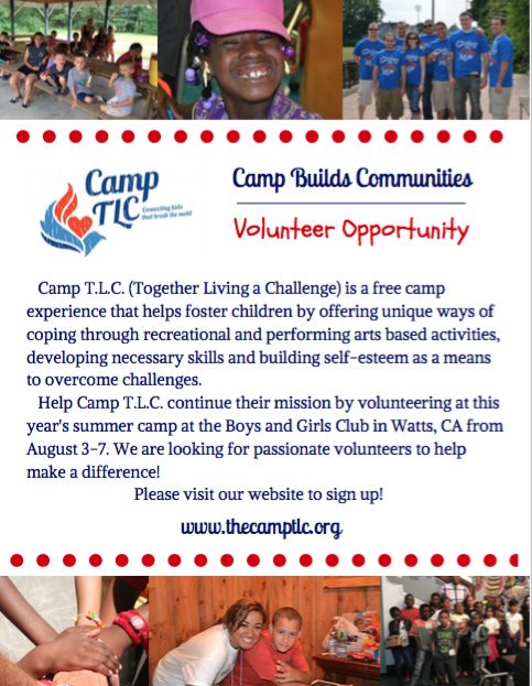 thecampTLC's tweet photo. Camps help build communities, volunteers wanted for summer camp #CampTLC #HelpFosterChildren #CampsBuildCommunities https://t.co/tXKQIdKvWB