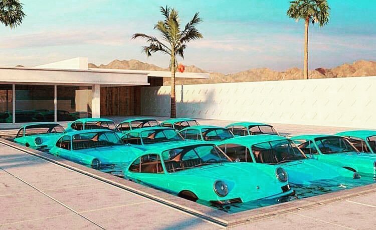 #Porsche#porsche911#greenporsche#blueporsche#swimmingpool#classicporsche#carrera#carrerastyle#flat6#california#pors…