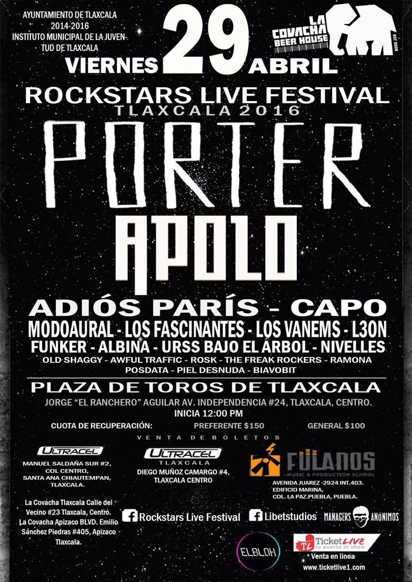 MONSERRAT_ALC's tweet photo. #Tlaxcala #RockstarsLiveFestival @PorterOficial @APOLOmx @AdiosParismx @losfascinantes @LosVanems @bachapromotora https://t.co/2xvuCYkSst