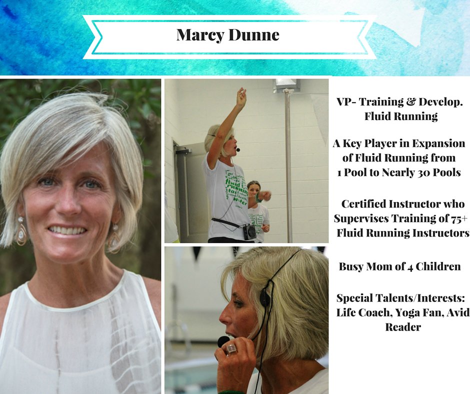 FluidRunning's tweet photo. "Meet our Instructor":  Marcy Everett Dunne!  A mover and shaker @FluidRunning!  #leadinstructor #lifecoach #momof4 https://t.co/93XpYtEbl9