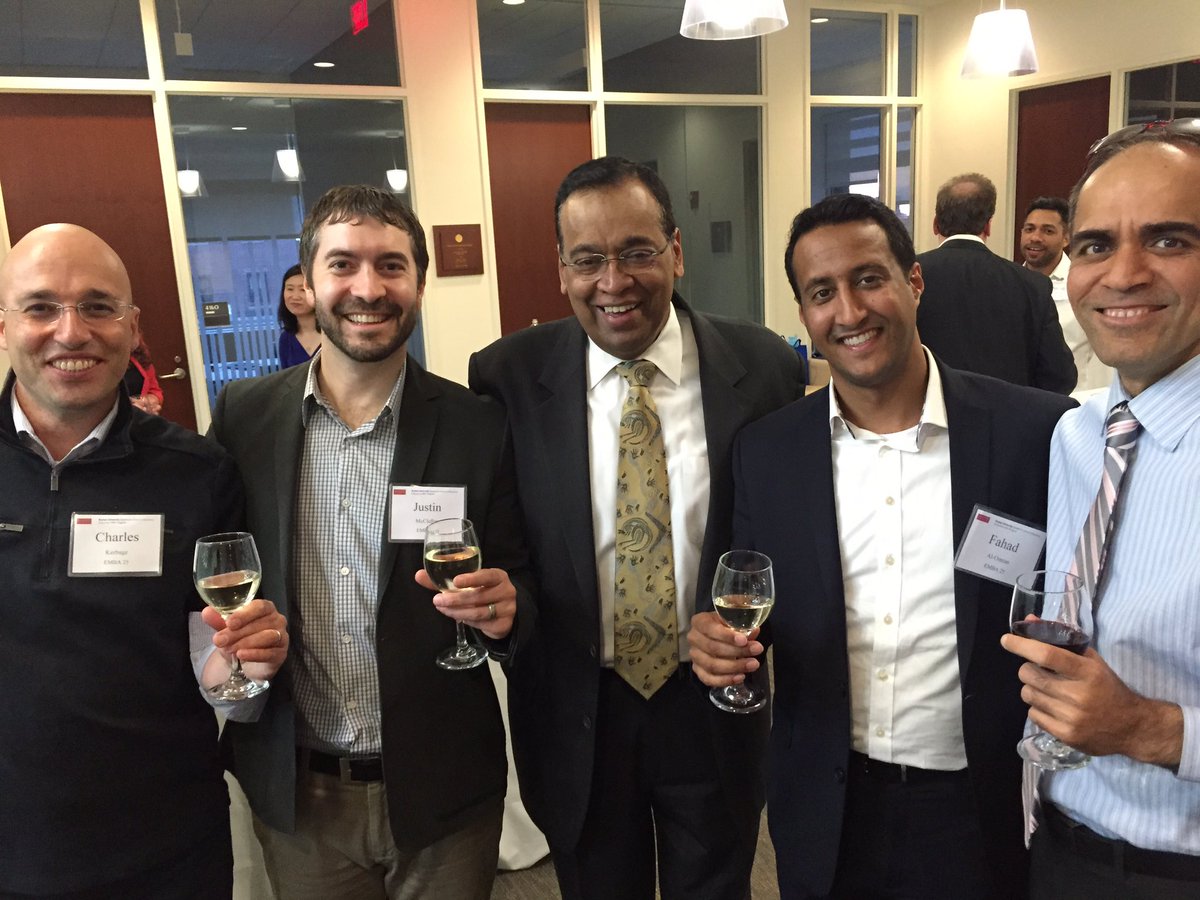 BU_EMBA's tweet photo. Great to see the #EMBA25 gang back at @BUQuestrom with Prof. Menezes! cc: @Sixracer https://t.co/FEb5Ev0VvG