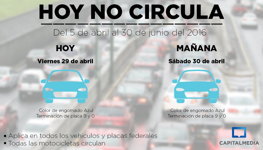 diariodfmx's tweet photo. Hoy viernes no circulan los autos con engomado azul y terminación de placa 9 y 0. ¡Evita multas! https://t.co/QnTEyVJ6Pe