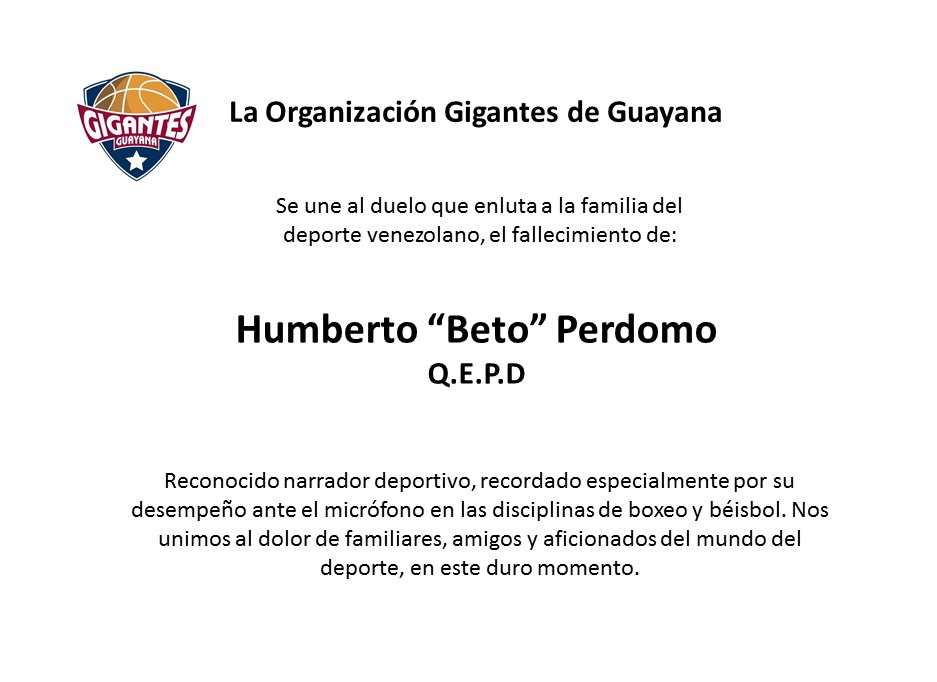 FanaticoBasket's tweet photo. El mundo del deporte nacional de luto por el fallecimiento de Humberto "Beto" Perdomo. Nos unimos al duelo. https://t.co/PcQ7ERyXlc #LPB20…