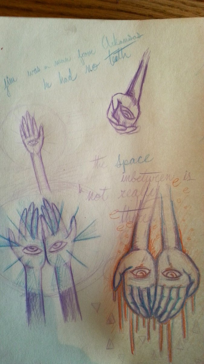 RobbyApplesxxx's tweet photo. Practicing hands.  "the space inbetween is not really there" #coloredpencil #artboner https://t.co/JySroe0VEB