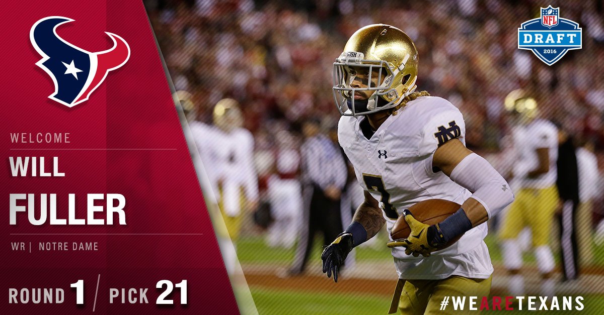 HoustonTexans's tweet photo. Welcome to Houston, Will Fuller!

#WeAreTexans 
#NFLDraft https://t.co/GtGww8ope2