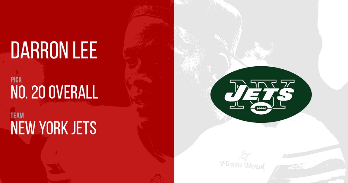 Buckeyes's tweet photo. Darron Lee is fifth Buckeye drafted, gets picked No. 20 by Jets https://t.co/0p8cGljVON https://t.co/EgXpaherAP
