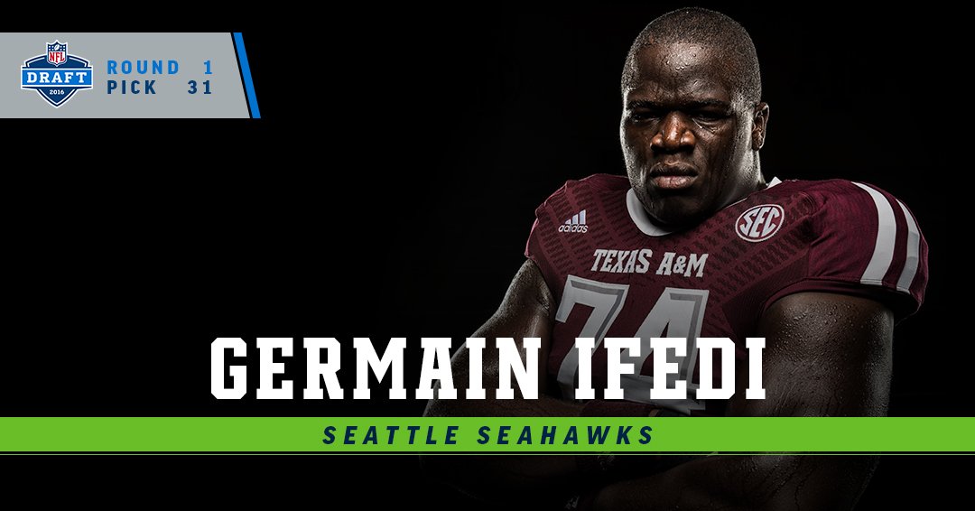 Texas A&M Football (@aggiefootball) on Twitter photo Congrats to <a href="/GermainX1/">Germain C. Ifedi</a>, the newest member of the <a href="/Seahawks/">Seattle Seahawks</a> #12thMan #NFLDraft Congrats to <a href="/GermainX1/">Germain C. Ifedi</a>, the newest member of the <a href="/Seahawks/">Seattle Seahawks</a> #12thMan #NFLDraft