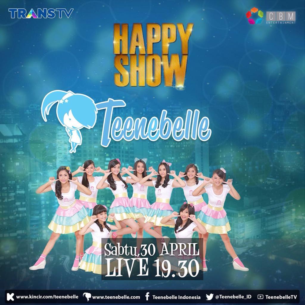 Besok malam ada <a href="/teenebelle_ID/">TeeneBelle</a> di @HappyShowTTV jam 19.30 WIB. Don't miss it!! ☺