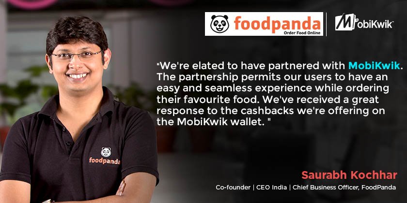 MobiKwik's tweet photo. Working together with @foodpandaIndia and @saurabhkochhar to delight the customer! #CashlessFest https://t.co/tR7HAZeVzN