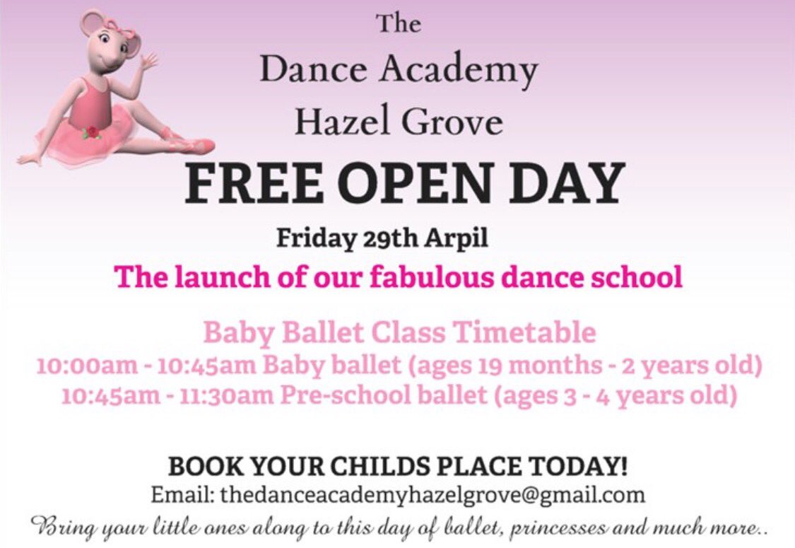 FREE OPEN DAY TODAY @ HAZEL GROVE CIVIC HALL 💕 We are so excited!! See you there! #hazelgrove #stockport #cheshire