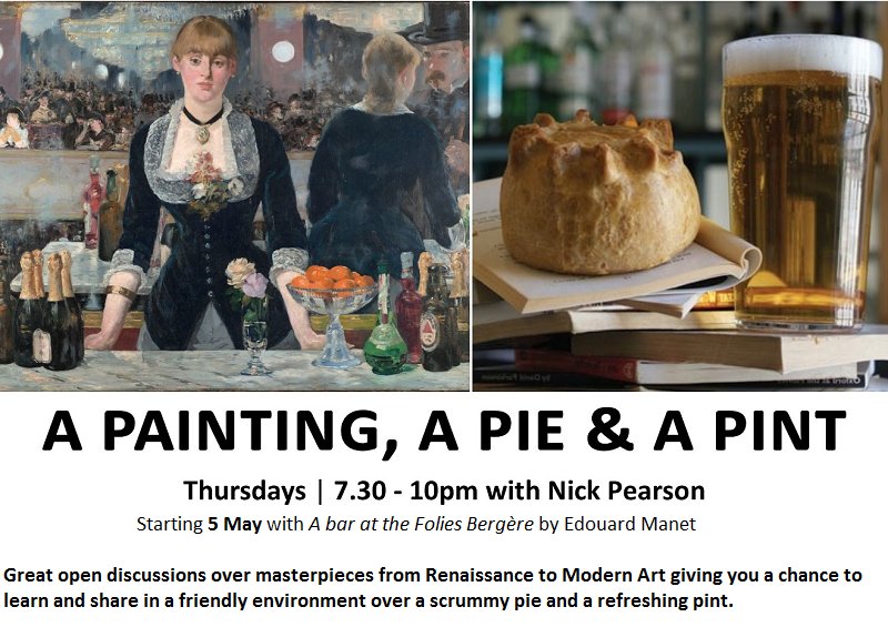 Openealing's tweet photo. 6 days to #OPENEaling's #3Ps #aPaintingaPieandaPint! Join #NickPearson 4 open discussion over #Manet's #Girlatbar https://t.co/wyHCy9maXA