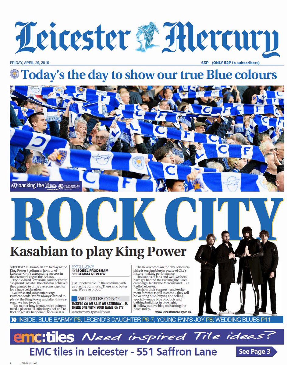 leicslive's tweet photo. Today's front page #backingtheblues @LCFC @KasabianHQ #frontpagestoday #RegionalFronts https://t.co/R7jpUMVp0C