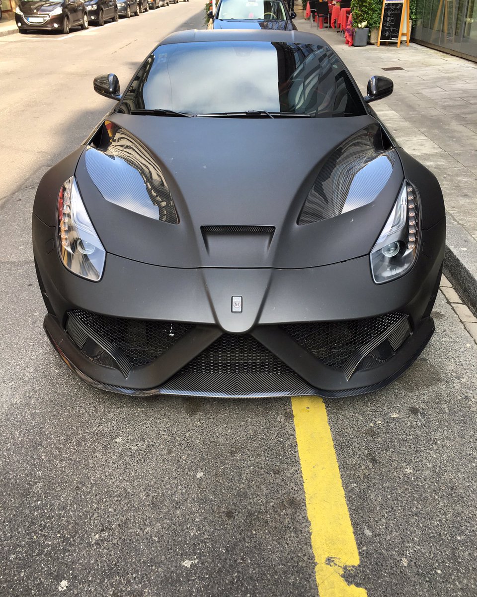 KillerStatusUK's tweet photo. #FlashBackFriday #Ferrari #F12 #Mansory #Geneva #MatteBlack #Supercar #Modified https://t.co/RNAjxu9MVq