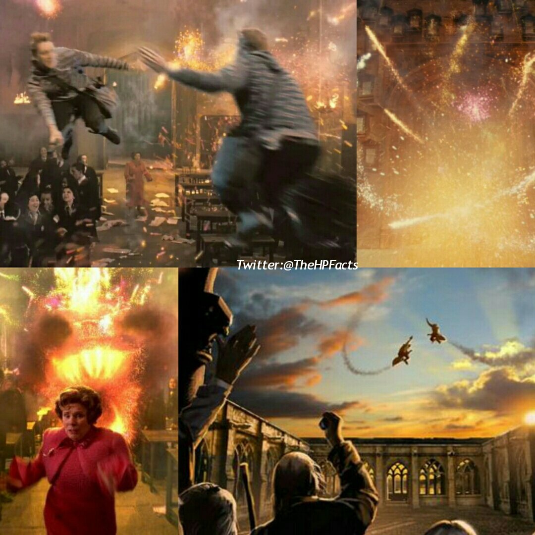 TheHPfacts's tweet photo. On this day in 1996, Fred and George outgrow full-time education and leave Hogwarts. https://t.co/oBlBUbx4g7