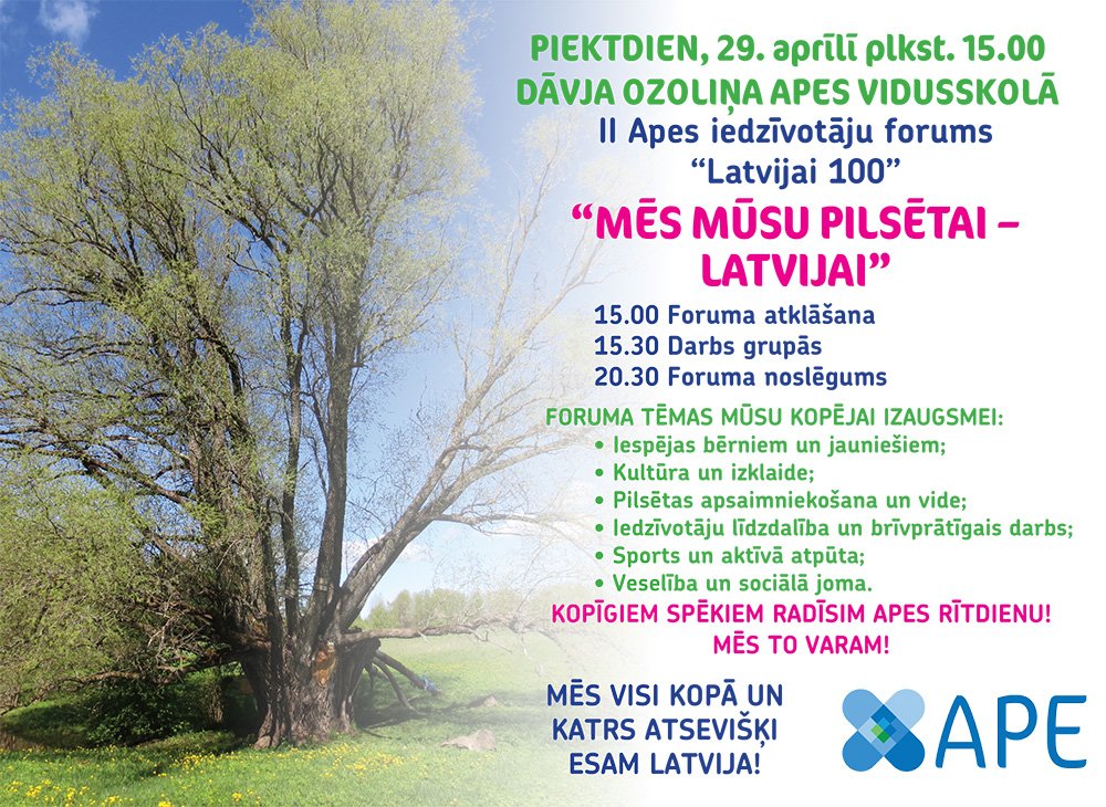 Apes_TIC's tweet photo. Å odien - 2. Apes iedzÄ«votÄju forums! https://t.co/tlPvUjtSv0 #idejas https://t.co/Gn57tNtJa4