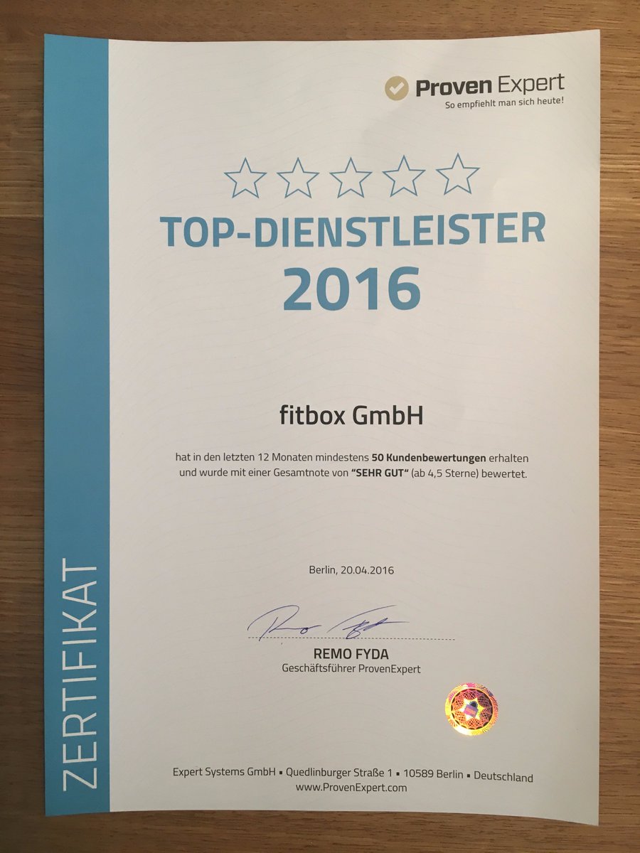 fitbox_EMS's tweet photo. Wir sind TOP DIENSTLEISTER 2016! DANKE https://t.co/5xSz2jvhOM #ProvenExpertSticker @ProvenExpert https://t.co/n6DyeAhJgS