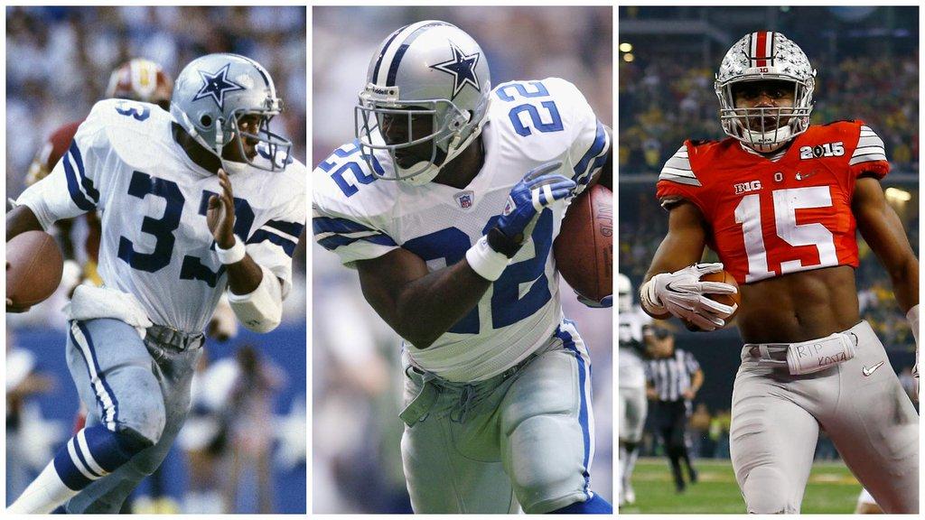 SportsCenter's tweet image. With Ezekiel Elliott, Cowboys have now drafted 3 RBs in the top 20 since 1967.
The previous 2 are Hall of Famers.