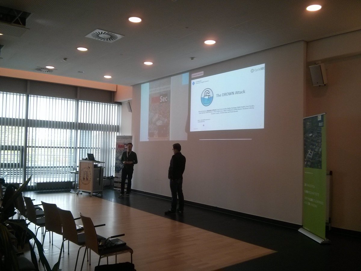 jurajsomorovsky's tweet photo. The last Talk of the @ruhrsec. @seecurity and the #drownattack https://t.co/JRYEEfDNZ6