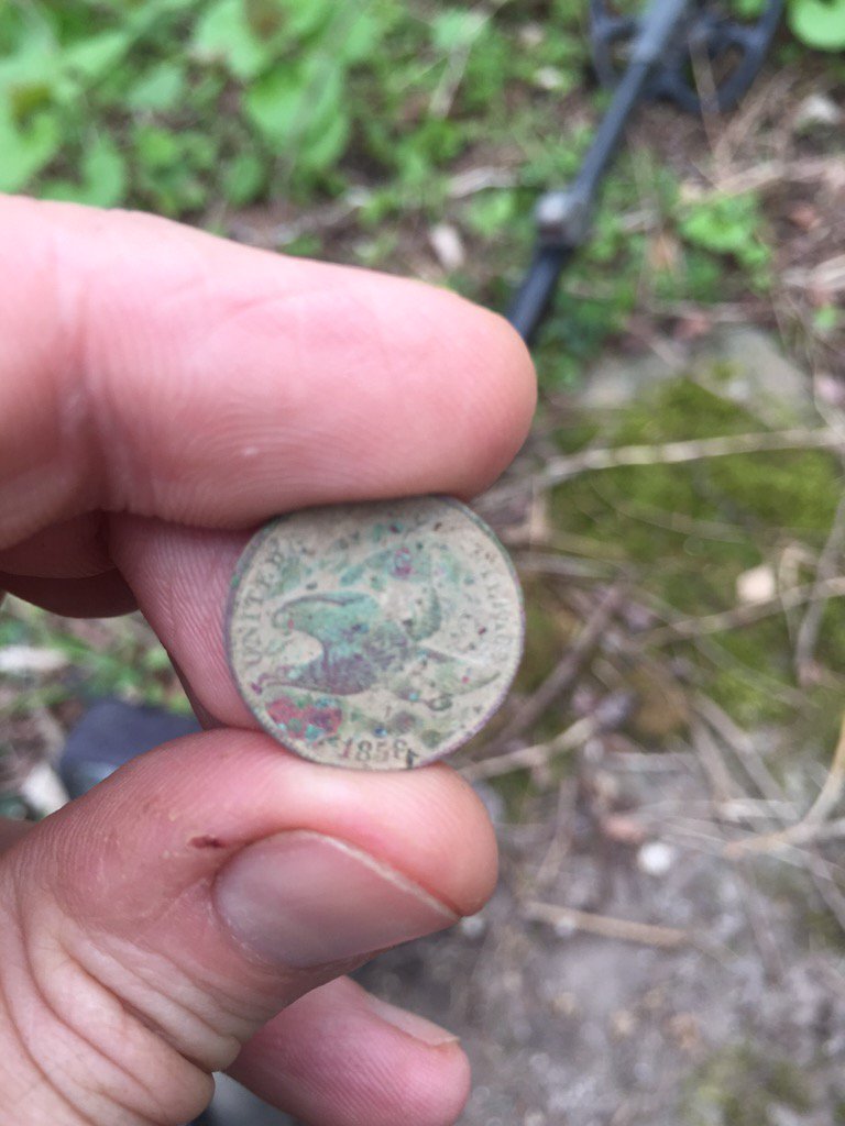 scenario84's tweet photo. ANOTHER 1858 FLYING EAGLE!? @Minelab #metaldetecting this makes 2!!! https://t.co/Hw9wQ8zgY6
