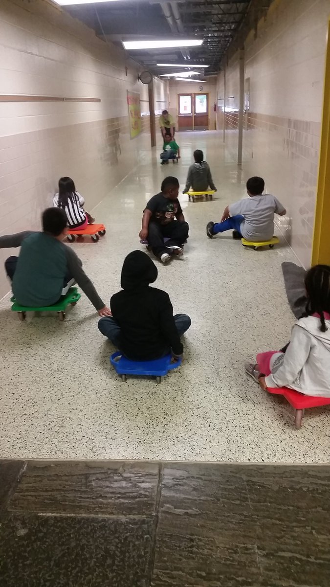 stephkasparek's tweet photo. And the scooter games begin! @StratfordLndgES @MrFannonSLES #construction #emptyhallways https://t.co/enVNSviELV