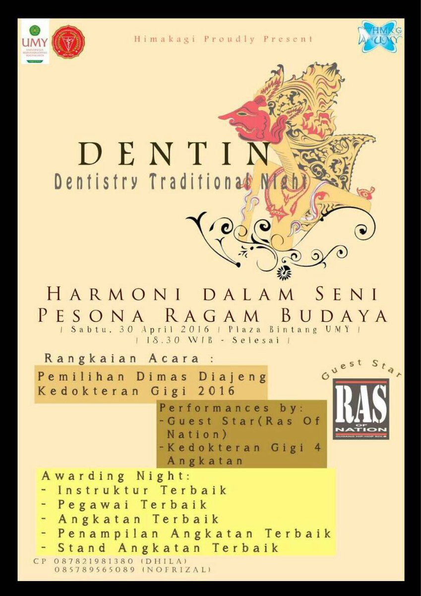 Assalamualaikum, The Future Dentist! Besok malem jangan lupa dateng ya.