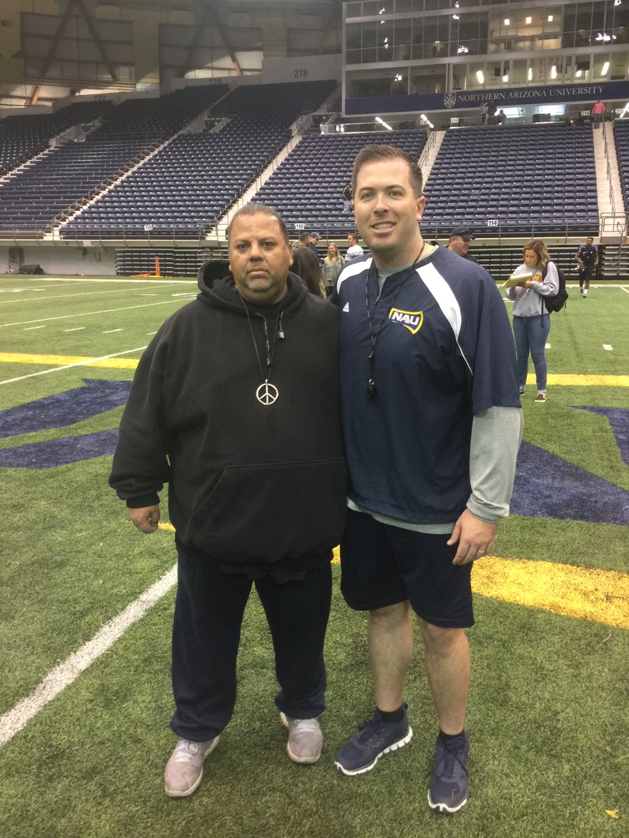 TheCoachRoShow's tweet photo. Coach Ro and @NAU_Football OC and QB Coach @VintagePlough.  Thanks for having us coach.  Good luck this season. https://t.co/8e76AA0KjI