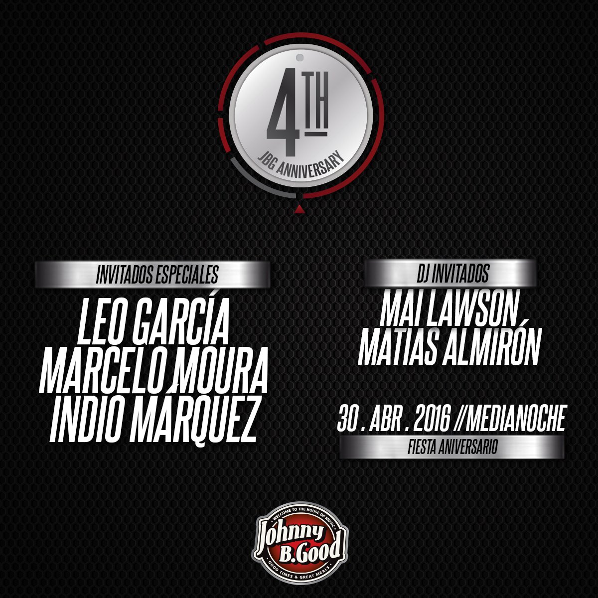 #Sábado de aniversario en #JBGRíoCuarto >> te esperamos a la medianoche.
Noche llena de invitados especiales 🎸 😁