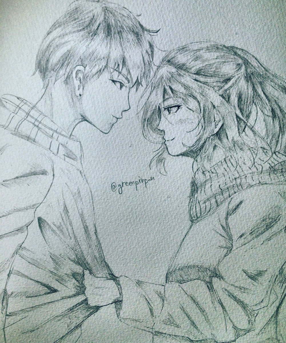 例の男女絵、完成しました!
シャーペンです 