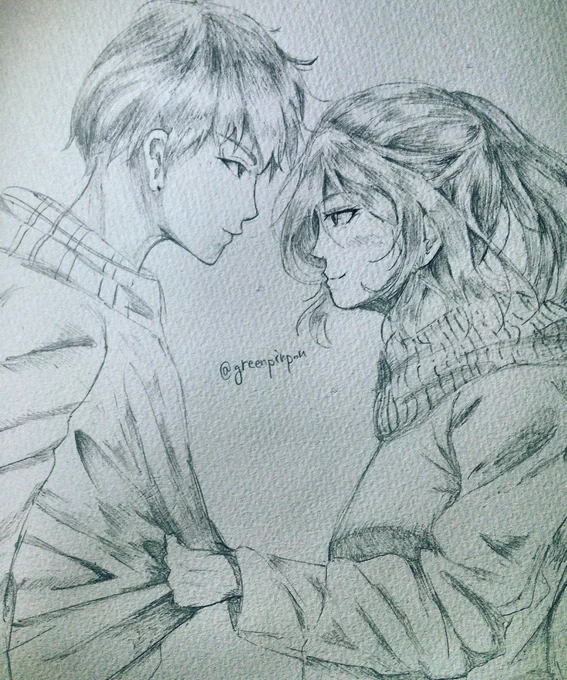 例の男女絵、完成しました!
シャーペンです 