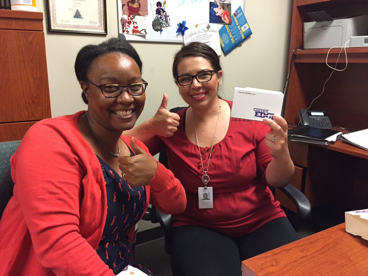 CareerTeamHQ's tweet photo. Delta Education Corp. Career Svcs. Lisa Bracamonte & Trine Nelson trying #VRinterview simulation for the 1st time! https://t.co/ULqGKfT5yJ