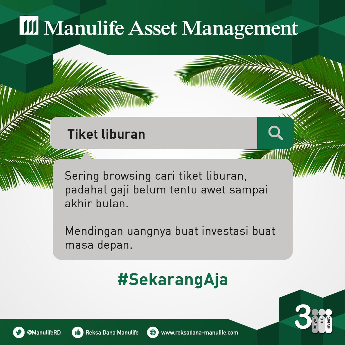 ManulifeRD's tweet photo. Mumpung tanggal muda, jangan cuma banyak belanja, tapi manfaatkanlah untuk investasi #SekarangAja . https://t.co/NP1aihC5oZ