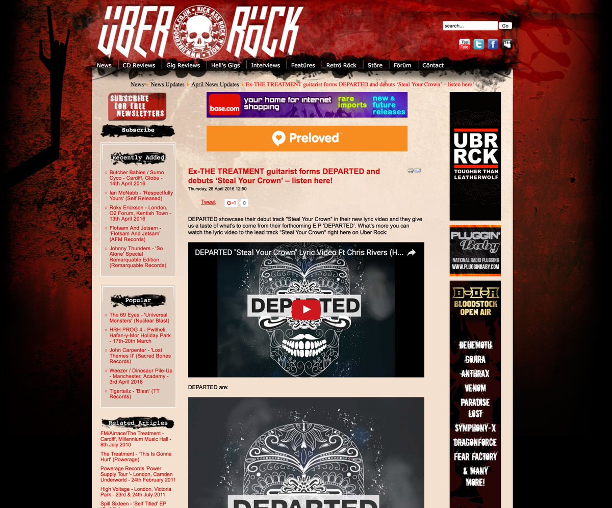 <a href="/wwwuberrockcouk/">UBER ROCK</a> feature <a href="/Departeduk/">Departed</a> debut track/lyric vid - ex <a href="/TheTreatmentUK/">The Treatment</a> <a href="/EmpireOfFools/">Empire Of Fools</a> plus @Riversdrums