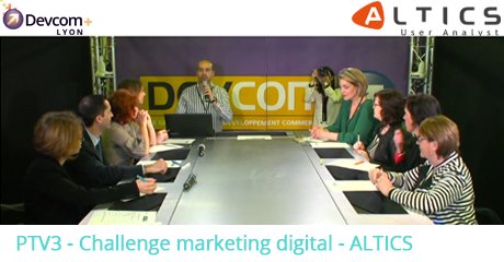 DevComLyon's tweet image. Découvrez la société @Altics_Team lors du challenge marketing digital lors du #DevComLyon  bit.ly/1SCWF2L