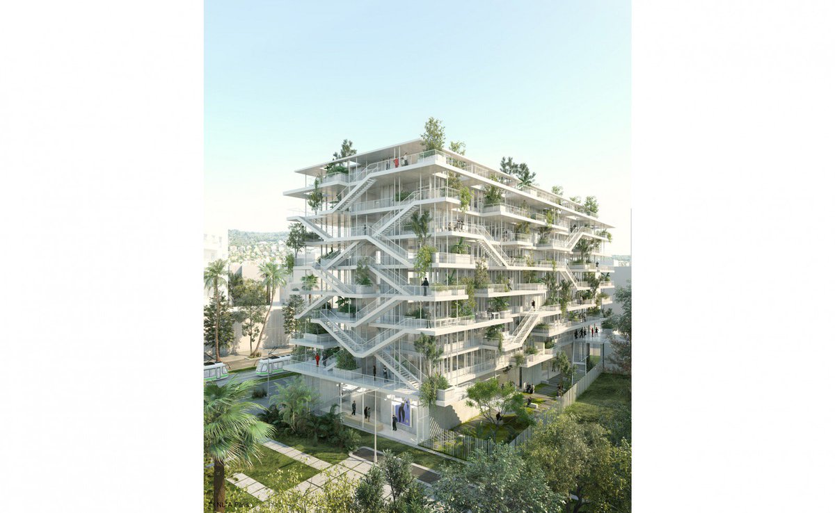 Mapolis's tweet image. Verströmt die Leichtigkeit der Stadt #Nizza: Bureaux avec Terrasses, mit "Treppenfassade" bit.ly/1SUDLtI