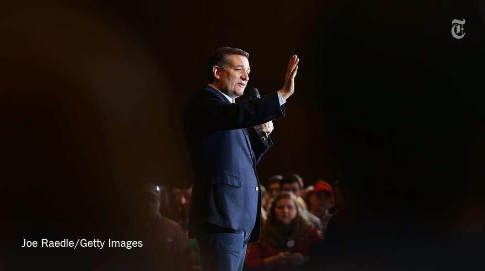 nytimes's tweet photo. Ted Cruz mentions the transgender bathroom issue constantly in Indiana https://t.co/N4vT9trXJ4 https://t.co/ddUUIywedo