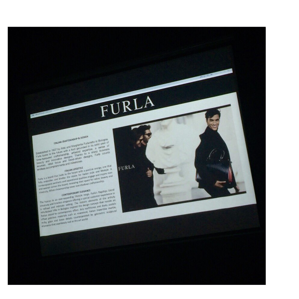 IntoTheFashion's tweet photo. ...Furla is in da house... #MAfashionpromotion #IMlecture @furla @matthewzorpas @marangonischool #London https://t.co/mZA7yvFoY3