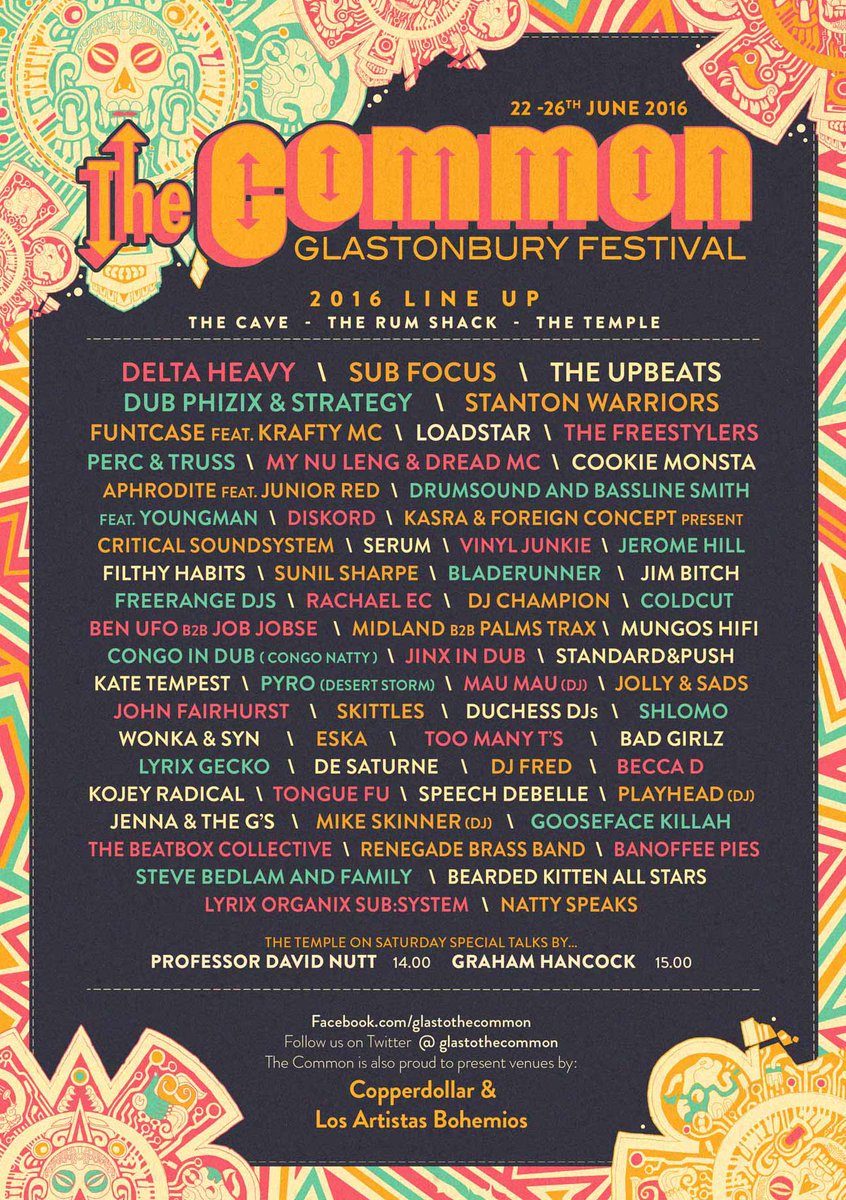 glastonbury's tweet photo. ANNOUNCEMENT: We're very excited to reveal @GlastoTheCommon's #Glastonbury2016 line-up! https://t.co/4pIAZXeD2a https://t.co/B5Bw2yOdhq