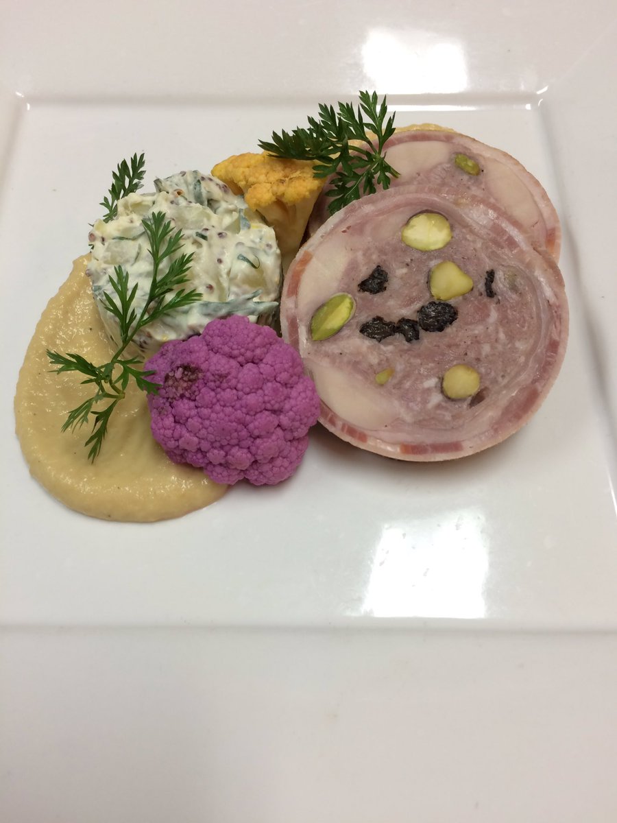 JeremyBerlin1's tweet photo. Rabbit Ballantine with Apple mustard, pickled cauliflower and Creme fraiche potato salad. https://t.co/VBDvMhJXAU