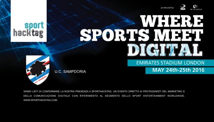 sporthacktag's tweet photo. Siamo lieti di confermare la presenza a #SportHackTag, il 24 e 25 maggio, della @sampdoria #sportstech #sportsbiz https://t.co/kKtiea9tfH