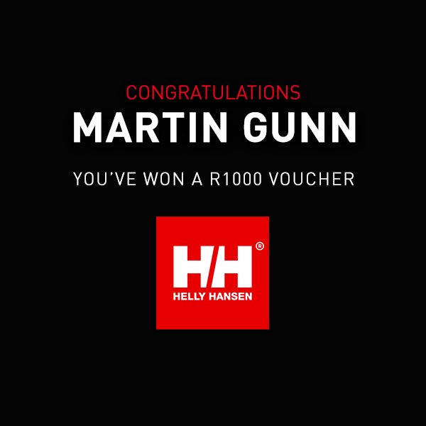 Congratulations Martin Gunn! We hope you enjoy spending your R1000 voucher at #HellyHansenSA <a href="/TheMallOfAfrica/">Mall Of Africa</a>