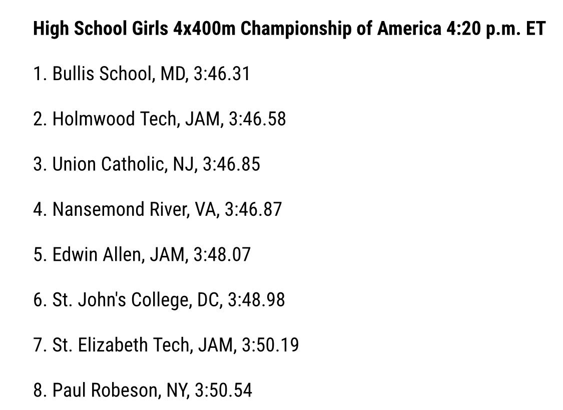 SjcTrack's tweet photo. #PennRelays Championship of America girls 4x400m, best of the best competing today! #LetsGoSJC 🏃🏽💨 #IWill #GoHard https://t.co/H2Hj01RwiY