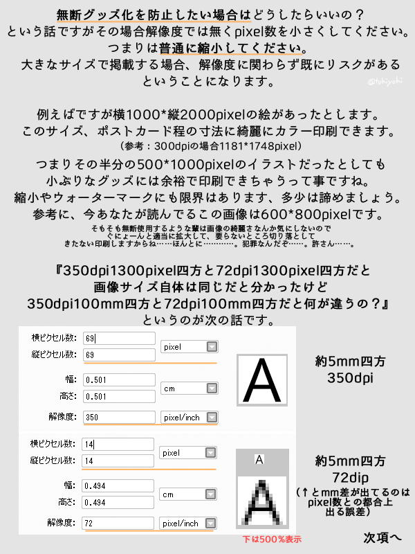 やつき イラストの無断グッズ化 無断印刷販売防止に解像度下げようって声掛けがまたまた回って来てるけどそれは殆ど意味ないんじゃないか って話 T Co Rabeetjkgc Twitter