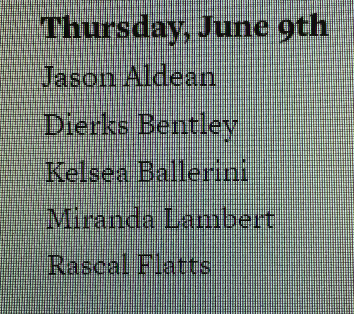 Lineup for Thursday, June 9th