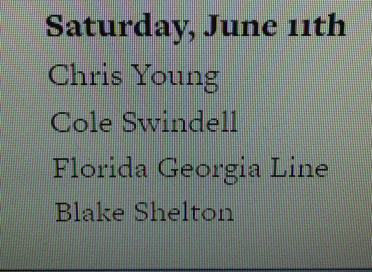 Lineup for Saturday, June 11th