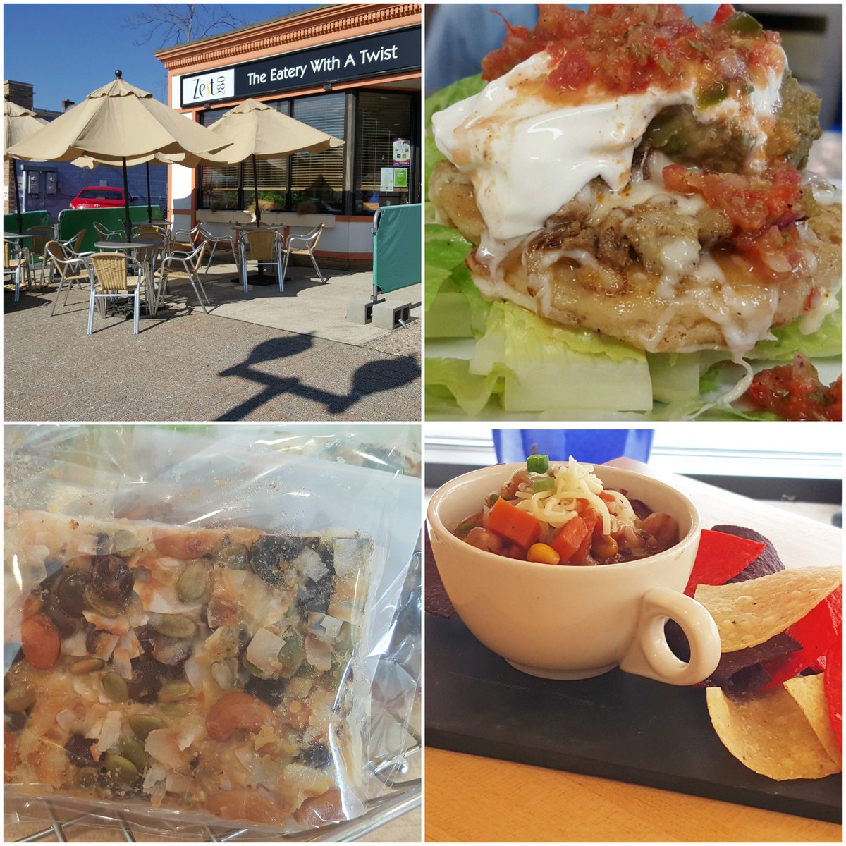 Zest280's tweet photo. Lunch on the patio with a cup of chili, an arepa &amp; finish with a Zest bar! #lunchtime #parkroad #zest280 https://t.co/xPKU4CJ4Ly
