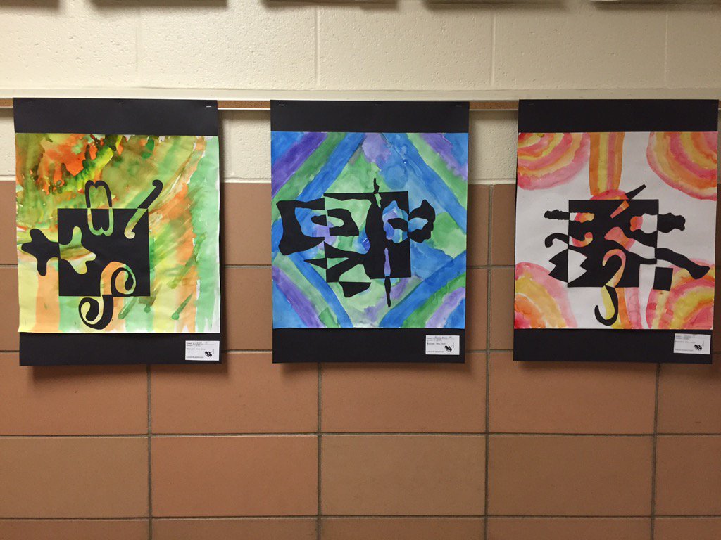 LoganESArt's tweet photo. Fifth-grade students discussed the art elements of space and shape and created their own versions of Notan Designs. https://t.co/o1f29ICNw3