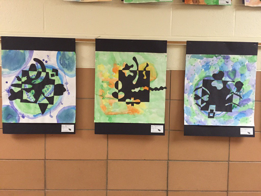 LoganESArt's tweet photo. Fifth-grade students discussed the art elements of space and shape and created their own versions of Notan Designs. https://t.co/o1f29ICNw3